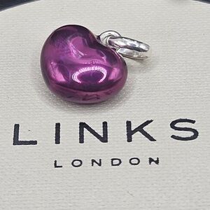 Genuine Links of London Purple Metallic Puffed Heart Charm